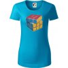 Rubikova kocka kreslená - Dámske tričko z organickej bavlny Origin (GOTS) - 2XL ( Svetlý tyrkys )