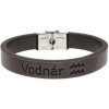 Ewena Kožený náramok hnedý so znamením Vodnár