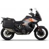 Kompletná sada bočných čiernych hliníkových kufrov SHAD TERRA BLACK 36L/47L, vrátane montážnej sady SHAD KTM Super Adventure 1290 (R, S)