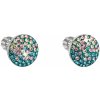 Evolution Group strieborné náušnice kôstky s krištálmi Swarovski mix farieb okrúhle 31336.3 magic indicolite