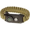 Paracord náramok s kompasom a svetlom oliva (taktický náramok na prežitie)