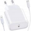 RÝCHLA VÝKONNÁ NABÍJAČKA DO KOCKY 20W + KÁBEL 1M / USB-C PRE IPHONE LIGHTING