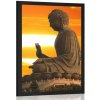 Plagát s paspartou socha Budhu pri západe slnka