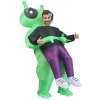 Nafukovací kostým - Mimozemšťan zelený (Oblek) maskot Alien s ventilátorom