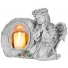 Dekorácia MagicHome, Anjel modliaci so sviečkou, LED, polyresin, na hrob, 28x13x