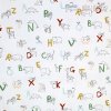 Bio bavlnený popelín s písmenami a zvieratkami 1 m