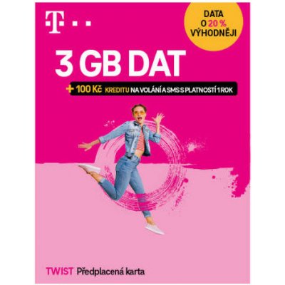 T-Mobile Twist SIM karta 100 Kč volání a SMS + 3GB dat