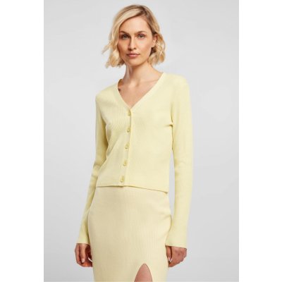Urban Classics Dámsky sveter Ladies Short Rib Knit Cardigan Farba: softyellow, Veľkosť: XL