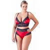 Cottelli Plus Size Floral Lace Satin Bra Set Black Red