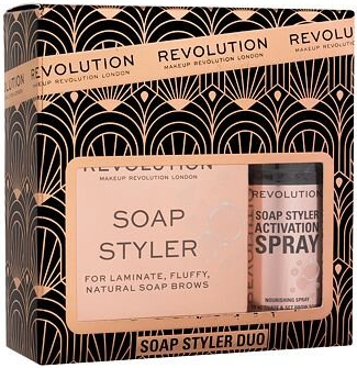 Makeup Revolution London Soap Styler+ Duo barva transparentní dárková sada: mýdlo na obočí Soap Styler 5 g + sprej na obočí Soap Styler Brow Activation Spray 50 ml