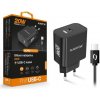 Chytrá síťová nabíječka ALIGATOR Power Delivery 20W, USB-C/USB-C kabel, černá