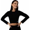 Dámske tričko GymBeam FLO Ribbed CropTop Black L