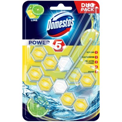 Domestos Power 5 tuhý WC blok Lime 2 x 55 g