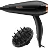BaByliss D570DE fén na vlasy, 2200 W, ionizace, 2 rychlosti, 3 teploty, difuzér, tvarovací kartáč, černá