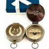 Turistický kompas kovový s gravírovaním, zatvárací, zlatý, s puzdro