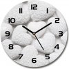 Sklenené hodiny okrúhle Biele pozadie srdce fi 30 cm