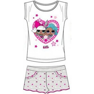 Sun City dievčenský bavlnený letnej set L.O.L. Surprise tričko a šortky biely