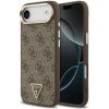 Guess PU Leather 4G Triangle Logo Gold Frame MagSafe zadný kryt pre iPhone 17 Air Brown