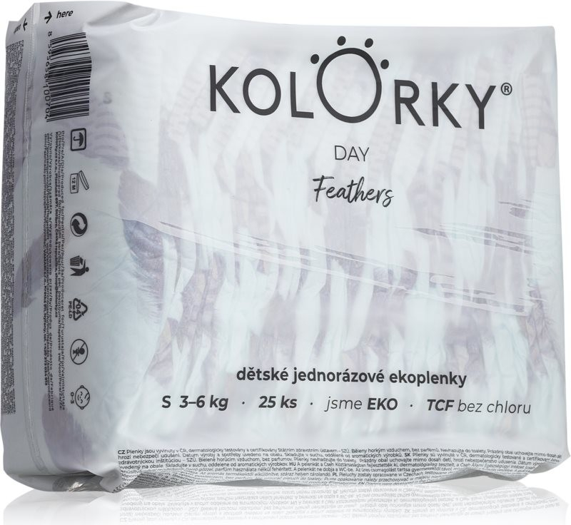 Kolorky Day Feathers EKO S 3-6 Kg 25 ks