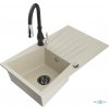 MEXEN/S MEXEN/S - Cesar granitový drez 1 s odkvapkávačom vrátane batérie Savita, béžová 6514-69-672601-70