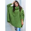 Fashionweek Pletené dámske pončo sveter s rolákom LUNA Farba: Zelená, Veľkosť: Universal