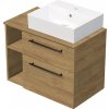 INTEDOOR Kúpeľ.skriňa+umývadlo BEE, úchyt čierny, 80cm, regál vľavo, dub Hickory