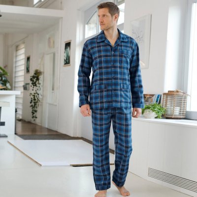 Blancheporte pánské pyžamo dlouhé propínací flanelové modré od 43,99 € -  Heureka.sk