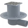 AlcaPlast APV102 - Podlahová vpusť 105×105/50 mm bočná, mriežka nerez, vodná zápachová uzávera