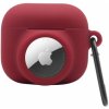 AppleKing 2v1 silikónový ochranný obal pre AirPods 3 / AirTag 1 / 2 - vínový - možnosť vrátiť tovar ZADARMO do 30tich dní