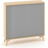 Alfa Root Policová skriňa s del.priečkou, žalúziové dvere RAL9010, 2 police, 120x45x121,5cm, dub