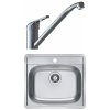 Alveus SET A738 Natur / Chróm SETA738 - Drez Nerezový MORE 10 Natur, veľký výpust - 560x500mm, vanička 480x360x160mm + bateria Riviera X, Ch