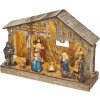 LED vianočný betlehem drevený, 19 cm, 3x AA, vnútorný, teplá biela, časovač