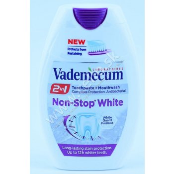 Vademecum 2v1 Non-Stop White zubná pasta a ústna voda v jednom 75 ml