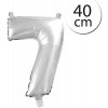 FUN RAG 4Silver-202593 Mini fóliový balón číslo 7 strieborný 40 cm, 1 ks