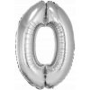 PartyDeco Fóliový balón Mini Číslo 0 strieborný 35cm