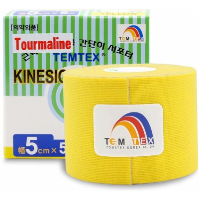 TEMTEX kinesio tape Tourmaline, žltá tejpovacia páska 5cm x 5m