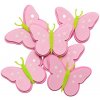 Drevené výrezy - ružový motýľ 6 ks 5,5x4 cm
