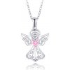 MINET JMAN0599PN45 - Strieborný náhrdelník anjel s ružovým zirkónom