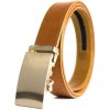 Opasok z pravej kože s automatickou prackou BRUSHED GOLD - Koňaková (VBRUSHED-GOLD-KO)