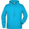 James & Nicholson Mikina s kapucí JN 8024, raglánová, pánská COT02802444015-turquoise Tyrkysová 5XL