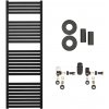 CERANO - Kúpeľňový radiátorový set Vincenzo - ústredné vykurovanie - bočné pripojenie - 500W - čierna matná - 1330x450 mm CER-663526