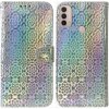 Peňaženkové kožené puzdro Colorful Magnetic na Motorola Moto E20 / E30 / E40 - Strieborná