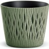PROSPERPLAST kvetináč 12,8cm SANDY ROUND ECO WOOD DSR130W-2262W zelený plastový
