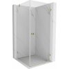 Mexen Lunar-B, pravostranný výklopný sprchový kút 90 x 90 cm, 8mm číre sklo, zlatý profil, 832-090-090-50-00-P