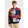 SVETER GANT PATCHWORKED C-NECK DARK NAVY MELANGE