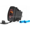 Vodotesná nabíjačka na telefón v tvare lode s ČERVENÝM LED podsvietením USB + USB C QC3.0 12/24V AMiO-04229