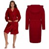 Červený velúrový župan Wellsoft unisex S/M bordový s kapucňou