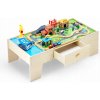 Železničná Súprava pre Deti 62ks 127x62,1x39,4CM Drevený Stôl so Železnicou