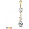 Šperky eshop - Piercing do brucha z ocele 316L - popínavá rastlina s okrúhlym zirkónom W19.18 - Farba piercing: Medená