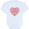 NEW BABY Detské body s potlačou Ľudový vzor červené srdiečko New Baby Veľ. 80